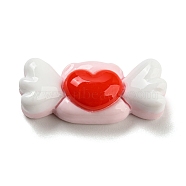 Pig Theme Opaque Resin Cabochons, Funny Pig with Heart, White, 13x31x9mm(RESI-H154-01H)