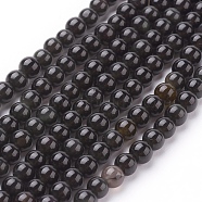 Natural Obsidian Beads Strands, Round, Grade AA, Black And Colorful, 4mm, Hole: 1mm, about 84pcs/strand, 15 inch(G-G099-4mm-24)