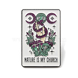 Magic Theme  Enamel Pin, Electrophoresis Black Alloy Brooch for Backpack Clothes, Word Nature Is My Church, Snake & Triple Moon & Plants, 30.5x20.5x1.6mm(JEWB-B006-09C)