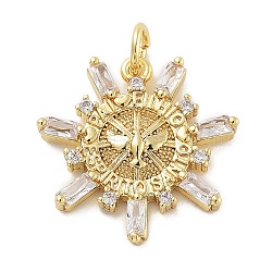 Rack Plating Brass Micro Pave Cubic Zirconia Pendants, Lead Free & Cadmium Free, Long-Lasting Plated, Snowflake with Pigeon, Golden, 17x17x2.5mm(KK-Z071-56G)