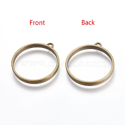 Tibetan Style Alloy Ring Frame Pendants for DIY Resin Pendants, Vintage Findings, Cadmium Free & Nickel Free & Lead Free, Antique Bronze, Flat Round: 30mm, 37x33x4mm, Hole: 3mm, about 250pcs/kg(TIBEP-M019-01AB-NF)