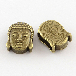 Tibetan Style Buddha Alloy Slide Charms, Cadmium Free & Nickel Free & Lead Free, Antique Bronze, 16x12x6mm, Hole: 11x3mm(X-TIBEB-Q064-53AB-NR)