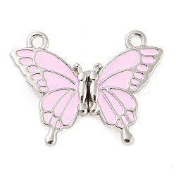 Alloy Magnetic Pendants, with Enamel, Butterfly, Pearl Pink, 22.5x30x7mm, Hole: 1.8mm(PALLOY-Z020-04B-P)