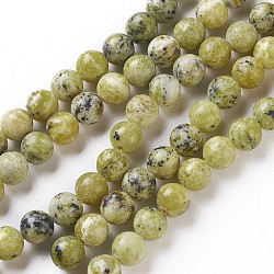 Natural Yellow Turquoise(Jasper) Beads Strands, Round, 4~4.5mm, Hole: 0.8mm, about 87pcs/strand, 15.5 inch(X-G-Q462-4mm-22)