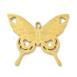 304 Stainless Steel Pendants, Laser Cut, Butterfly Charm, Real 18K Gold Plated, 23x28x1.5mm, Hole: 2x1.5mm(STAS-M067-02G)