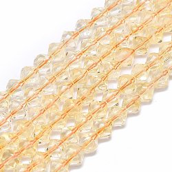 Natural Citrine Beads Strands, Faceted, Bicone, 8x7.5mm, Hole: 1mm, about 48pcs/strand, 15.55 inch(39.5cm)(G-F715-020)