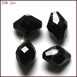 Imitation Austrian Crystal Beads, Grade AAA, Faceted, Bicone, Black, 10x13mm, Hole: 0.9~1mm(SWAR-F054-13x10mm-23)