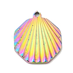 Ion Plating(IP) 304 Stainless Steel Pendants, Shell Shape Charm, Rainbow Color, 20.5x17.5x1.8mm, Hole: 1.5mm(STAS-D025-07M)