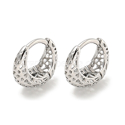 Brass Hoop Earrings, Real Platinum Plated, 12x5mm(EJEW-L211-011N-P)