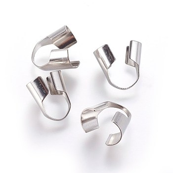 304 Stainless Steel Cord Ends, End Caps, Column, Stainless Steel Color, 13x9x14.5mm, Hole: 7x8.5mm