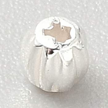 925 Sterling Silver Beads, Grooved Round Beads, Silver, 3x2.5mm, Hole: 0.6mm
