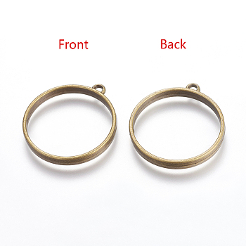 Tibetan Style Alloy Ring Frame Pendants for DIY Resin Pendants, Vintage Findings, Cadmium Free & Nickel Free & Lead Free, Antique Bronze, Flat Round: 30mm, 37x33x4mm, Hole: 3mm, about 250pcs/kg