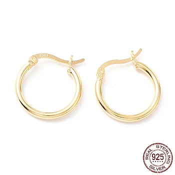 925 Sterling Silver Hoop Earrings, Chunky Small Huggie Hoop Earrings for Women, Golden, 18.5x17.5x2mm, Pin: 0.6x1.2mm