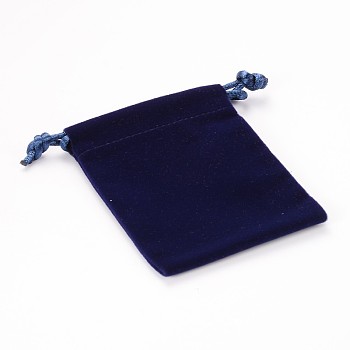 Rectangle Velours Jewelry Bags, Marine Blue, 8.8x7cm
