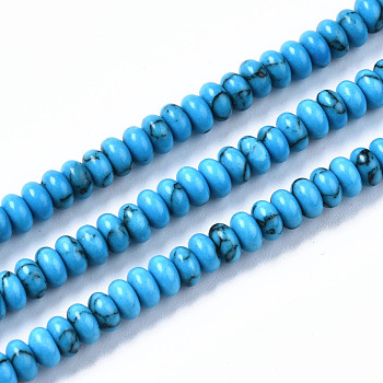 Synthetic Turquoise  Beads Strands, Rondelle, 4~5x2mm, Hole: 0.8mm, about 155~160pcs/strand, 14.96~15.35 inch(38~39cm)