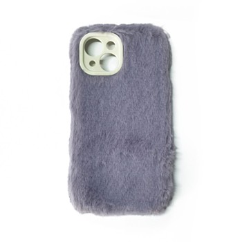 Warm Plush Mobile Phone Case for Women Girls, Plastic Winter Camera Protective Covers for iPhone14, Medium Purple, 15.4x8x1.4cm