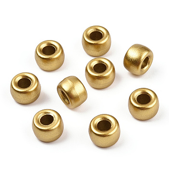Spray Painted Plastic Beads, Barrel, Golden Plated, 9x6mm, Hole: 3.8mm, about 1900pcs/500g