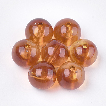 Acrylic Beads, Imitation Gemstone Style, Round, Sandy Brown, 20x19.5mm, Hole: 3mm, about 105pcs/500g
