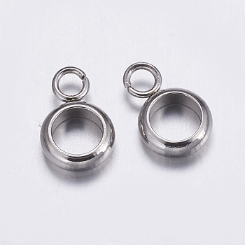 304 Stainless Steel Tube Bails, Loop Bails, Ring, Stainless Steel Color, 9x6x2mm, Hole: 1.5mm, Inner Diameter: 4mm