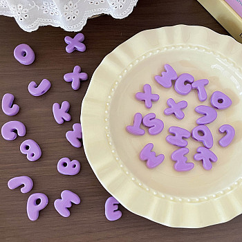 Opaque Acrylic European Beads, Large Hole Beads, Letter, Medium Orchid, 21.7~27.8x12.8~25.7x10mm, Hole: 5.8mm, about 165pcs/500g