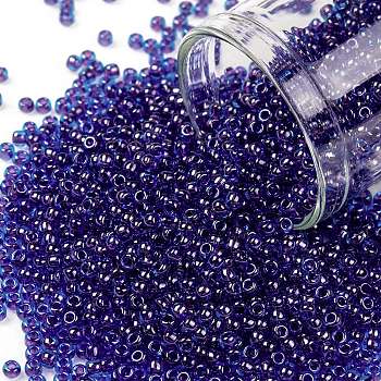 TOHO Round Seed Beads, Japanese Seed Beads, (361) Inside Color Dark Aqua/Violet Lined, 11/0, 2.2mm, Hole: 0.8mm, about 1110pcs/10g