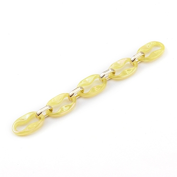 Transparent Acrylic & CCB Plastic Linking Cable Chains, Quick Link Chains, Yellow, 34.5x21x5.5mm and 19x12x4.5mm, about 39.37 inch(1m)/strand