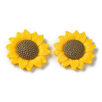 Opaque Resin Cabochons, Sunflower, Gold, 6x30mm