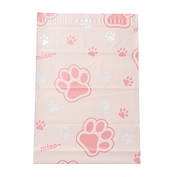 PE Plastic Self-Adhesive Packing Bags, Misty Rose, Rectangle, Palm Pattern, 37.5~37.7x25.4~25.5x0.01cm