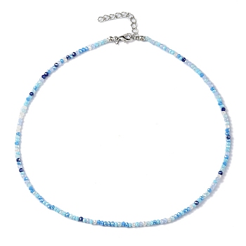 Bling Glass Beaded Necklace for Women, Blue, 16.93 inch(43cm)
