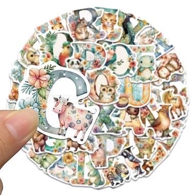 52Pcs Animal Letter PVC Waterproof Self-Adhesive Stickers(PW-WG84914-01)-3