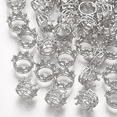 Real Platinum Plated Clear Crown Brass+Cubic Zirconia Beads