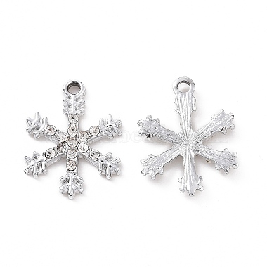 Platinum Snowflake Alloy+Rhinestone Pendants