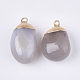 Electroplate Natural Grey Agate Pendants(G-S344-81)-2