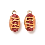 Alloy Enamel Pendants, Food Themes Charms, Hot Dog, 15x8x7.5mm, Hole: 1.6mm(X-PALLOY-R155-01G-07)