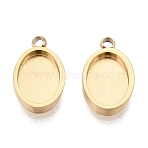 304 Stainless Steel Pendant Cabochon Component, Oval, Ion Plating(IP), Real 18K Gold Plated, Tray: 7x5mm, 10x6x1.8mm, Hole: 1.2mm(STAS-Q113-25A-G)