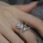 Alloy Cuff Rings, Dragon, Platinum, Inner Diameter: 16~19mm(FS-WG3AAA6-01)