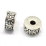 Alloy European Style Clasps, Column with Flower, Antique Silver, 10x6mm, Hole: 3mm(PDLC-R001-18AS)