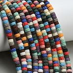 Synthetic Lava Rock Beads Strands, Dyed, Disc, Heishi Beads, Mixed Color, 4.5~5x2.5~3mm, Hole: 0.8mm, about 136~146pcs/strand, 14.76~15''(37.5~38.1cm)(G-A317-A01-02)