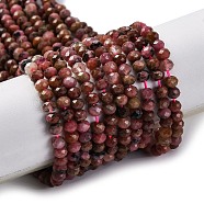 Natural Rhodonite Beads Strands, Faceted, Rondelle, 3.5~4x3mm, Hole: 0.7mm, about 127~132pcs/strand, 14.96~15.16''(38~38.5cm)(G-G139-B15-01)