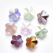 Electroplate Glass Beads, AB Color Plated, Faceted, Flower, Mixed Color, 13x13.5x8mm, Hole: 1.2mm(EGLA-Q117-03A)