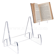 Assembled Tabletop Acrylic Bookshelf Stand, Book Display Easel for Books, Magazines, Tablet, Clear, Finished Product: 14x11x10cm(AJEW-WH0329-04A)