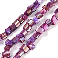 Dyed Natural Freshwater Shell Beads Strands, Nuggets, Old Rose, 7.5~9x9.5~15x5~9mm, Hole: 0.9mm, about 42~50pcs/strand, 14.45''~14.76''(36.7~37.5cm)(SHEL-P016-01D)