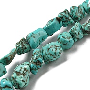 Dyed Natural Howlite Beads Strands, Nuggets, 6~11x5.5~8x4.5~5.5mm, Hole: 1mm, 15.31 inch(38.9cm)(G-G075-E03-01)
