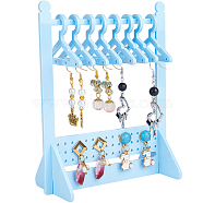1 Set Acrylic Earring Display Stands, Clothes Hanger Shaped Earring Organizer Holder with 8Pcs Mini 4-Hole Hangers, Light Sky Blue, finished product: 12x6x15cm(EDIS-CP0001-14E)