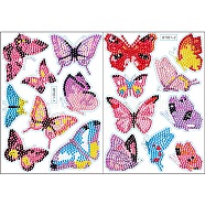 DIY Diamond Painting Sticker Kits, including PVC Self Adhesive Sticker, Resin Rhinestones, Diamond Sticky Pen, Tray Plate and Glue Clay, Butterfly Pattern, 180x130mm, 2 sheets(DIAM-PW0003-037C)