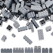 Olycraft 240Pcs 6 Style  Plastic Building Block Pieces, 1x1/1x2/1x4/2x2/2x3/2x4 Toy Bricks, for Children Toys, Square & Rectangle, Gray, 7.8~32x7.8~15.8x11.3mm, 40pcs/style(AJEW-OC0003-04)