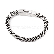 304 Stainless Steel Rope Chains Bracelet for Men Women, Antique Silver, 8-1/8 inch(20.5cm)(STAS-E001-01AS)