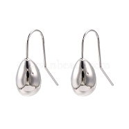Ion Plating(IP) Brass Teardrop Dangle Earrings for Women, Nickel Free, Real Platinum Plated, 21x7.5mm, Pin: 0.6mm(EJEW-C047-01P)