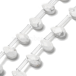 Natural Howlite Beads Strands, Faceted, Teardrop, Top Drilled, 9x6x4mm, Hole: 0.8mm, about 30~32pcs/strand, 16.54''(42cm)(G-Q167-A19-02)