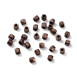 Brass Spacer Beads, Faceted, Column, Nickel Free, Red Copper, 3x3mm, Hole: 1.5mm(PALLOY-C077-R-NF)
